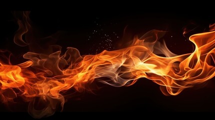 Fototapeta premium Abstract Orange Flames Dancing Against a Black Background