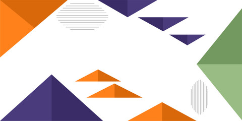 Green, orange, blue color abstract modern background with geometric shapes design for poster, template on web, backdrop, banner, brochure, website, flyer, landing page, presentation.