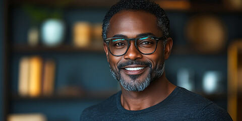Fototapeta premium Portrait of an adult black middle-aged man