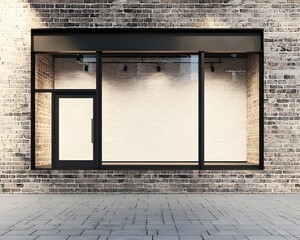 Brick and Mortar Shopfront with Large Window Display for Retail Mock Up Concept