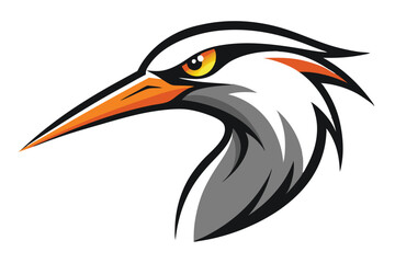Elegant Crane Bird Head Vector Illustration for Modern Logo Design