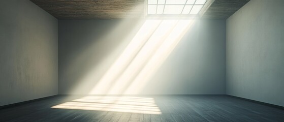 Obraz premium A large empty room with a window that lets in sunlight