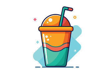 Refreshing Bubble Tea Vector Illustration with Tapioca Pearls