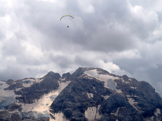 paragliding in dolomites marmolada glacier