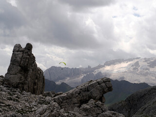 paragliding in dolomites marmolada glacier