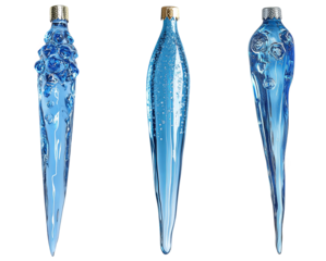 blue decorative bottles ice sculpture elegant design transparent background