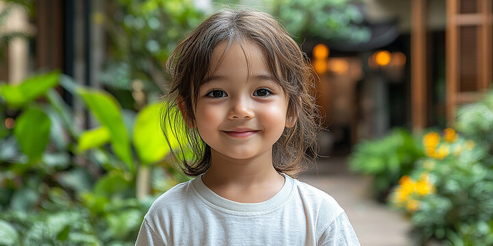 Portrait of an asian child looking at the camera