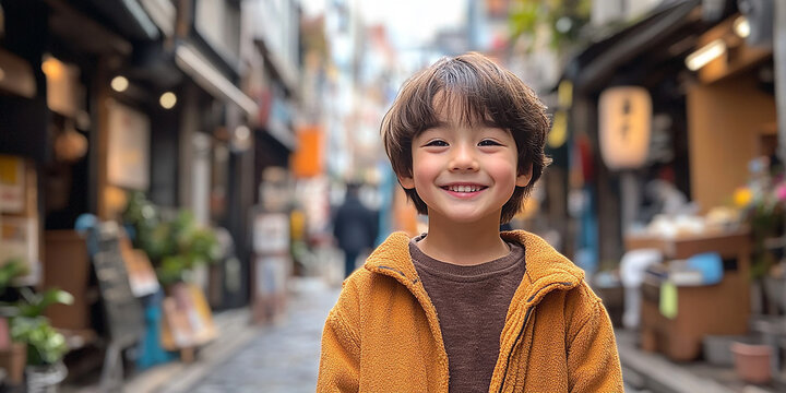 Portrait of an asian child looking at the camera