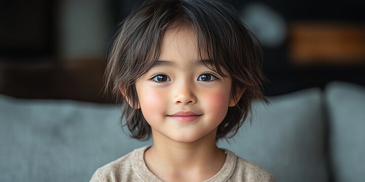 Portrait of an asian child looking at the camera