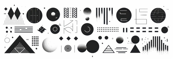 Abstract Geometric Shapes in Black and White