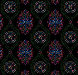 Fototapeta premium Seamless mandala pattern for printing on fabric or paper. Hand drawn background. Islam, Arabic, Indian, ottoman motifs.