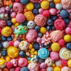 Fototapeta premium Colorful Candies in Vibrant Shapes and Sizes.