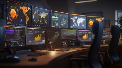 Advanced Data Analysis Workstation with Multiple Screens