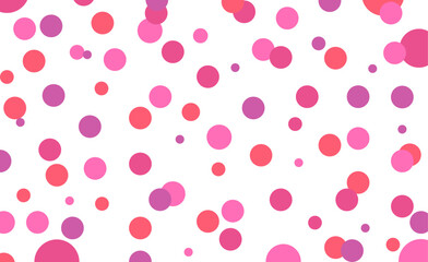 White polka dot on prink abstract background illustration, seamless pattern with hearts