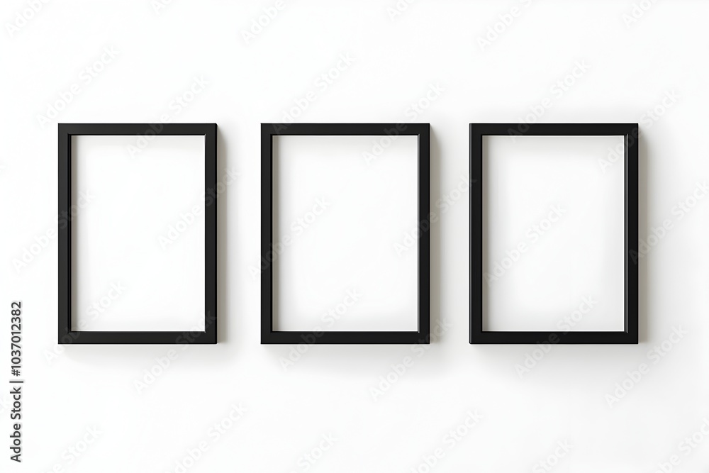 Poster minimalist set of rectangular line frames for sleek modern designs on white background with clean li
