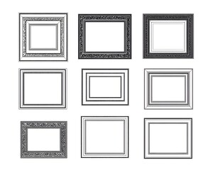 Elegant Classic Collection of Minimalist Square Line Frames for Photo or Artwork Display with Clean Modern Aesthetic