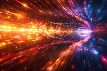 Fototapeta premium Abstract background, light speed effect, swirling light streaks radiating vortex, digital wallpapers