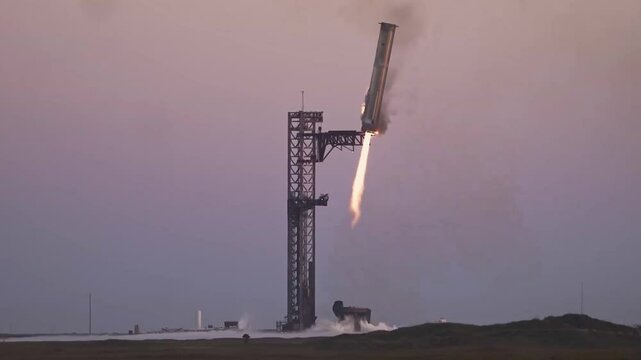 The rocket landed on the pad from which it had taken off seven minutes earlier. The launch tower called Mechzilla, equipped with monstrous metal arms, grabbed the descending booster.