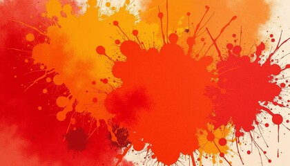 Fototapeta premium Abstract vibrant orange and red watercolor splash on white background with copy space