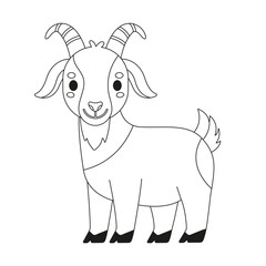 Cute cartoon goat coloring page