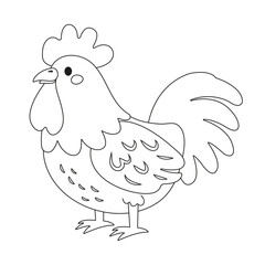 Cute cartoon rooster coloring page