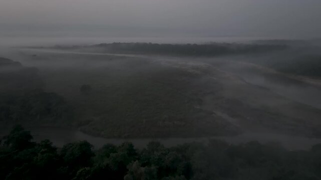 Foggy morning view. Sauraha, chitwan Nepal.