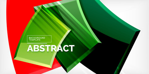 Round 3d shapes, plates background. Creative composition design template