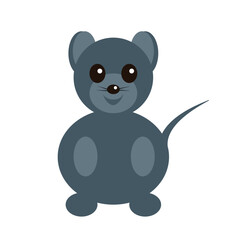 Beautiful gray vector illustration of funny mouse isolated on a white background