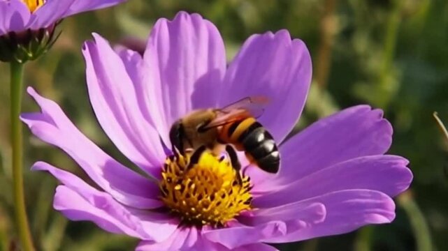 Honey bees look for honey in flowers and in their nests