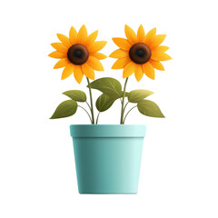 Obraz premium Bright and cheerful sunflowers in light blue pot bring touch of nature indoors, perfect for adding warmth and color to any space. 
