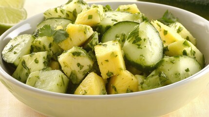 Fresh Cucumber Pineapple Salad with Herbs and Lime