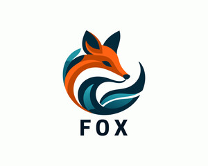 Colorful fox logo design vector template
