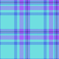 Floor vector plaid texture, duvet cover fabric check textile. Menswear tartan background pattern seamless in teal and violet colors.