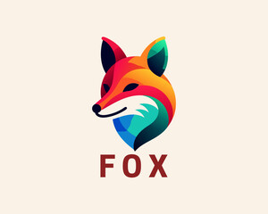 Colorful fox logo design vector template
