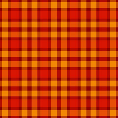 Purchase plaid pattern textile, stripe background check texture. Chic seamless vector tartan fabric in orange and red colors.