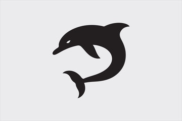 A Minimalist Dolphin fish icon Design.