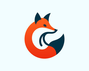 Colorful fox logo design vector template