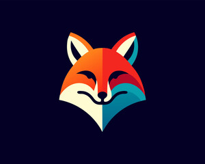 Colorful fox logo design vector template