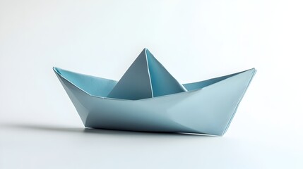 Obraz premium Perfectly Folded Paper Boat Representing Simplicity and Childhood Memories on White Background