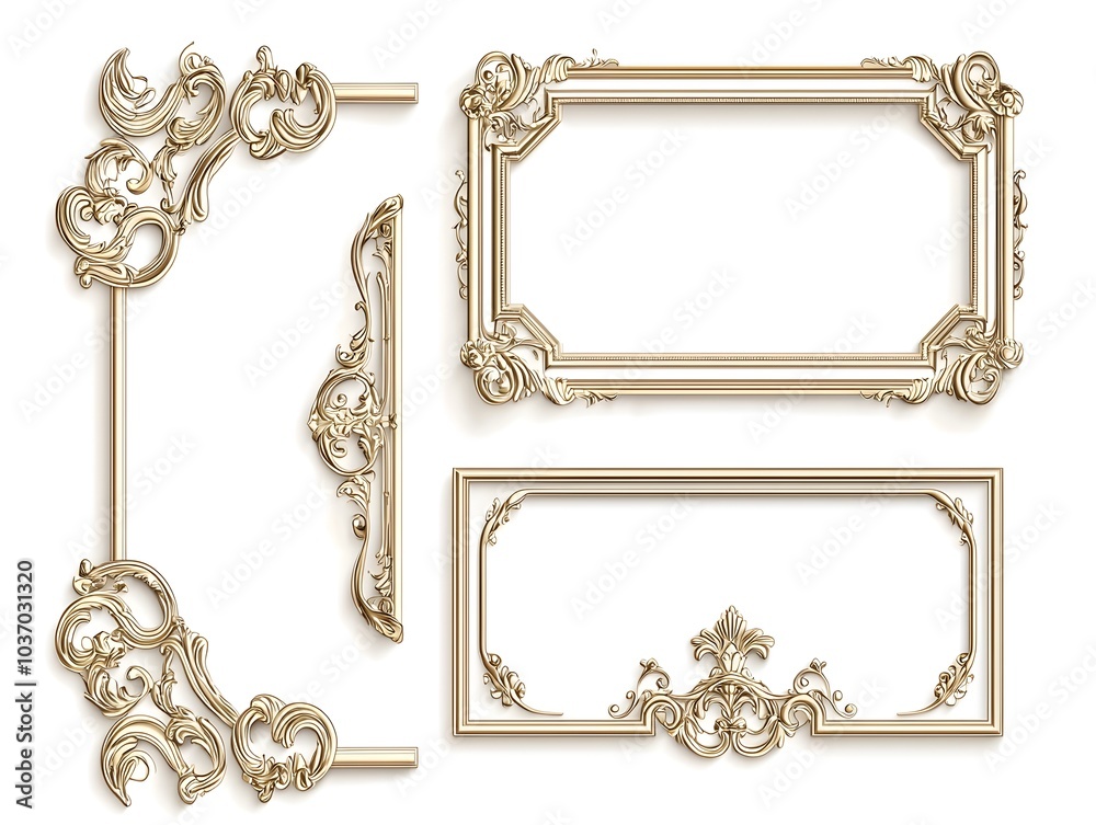 Poster a set of elegant scrollwork inspired line frames with intricate corner patterns perfect for adding a