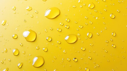 Pure White and Yellow Water Drops Abstract Background with Copy Space