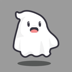 Cute Cartoon ghost Flying Halloween illustration