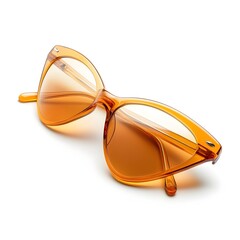 Retro Tinted Sunglasses Tilted on White Background Representing Summer Vibes and Style