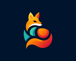Colorful fox logo design icon symbol vector illustration