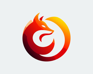 Colorful fox logo design icon symbol vector illustration