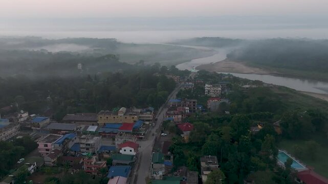 panorama of the city, Sauraha. Chitwan, Nepal.