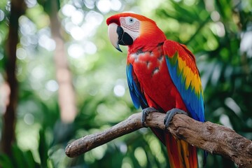 Obraz premium Vibrant Macaw Parrot Perched on a Tropical Branch