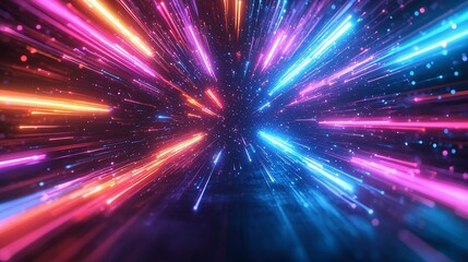 Fototapeta premium Vibrant Neon Lines in Controlled Chaos on Dark Background