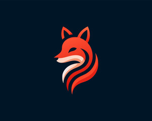 Colorful fox logo design icon symbol vector illustration