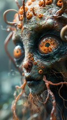 Surreal Creature with Orange Eyes: A Digital Art Exploration